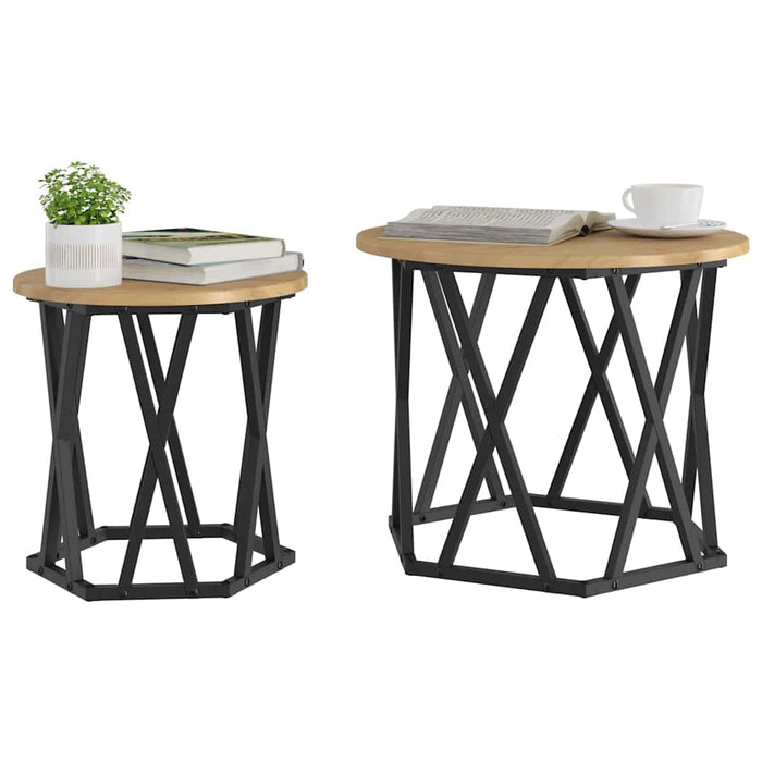 Masă laterală 2 pcs stejar artizanal 50 x 50 x 40 cm - WALTI WALTI