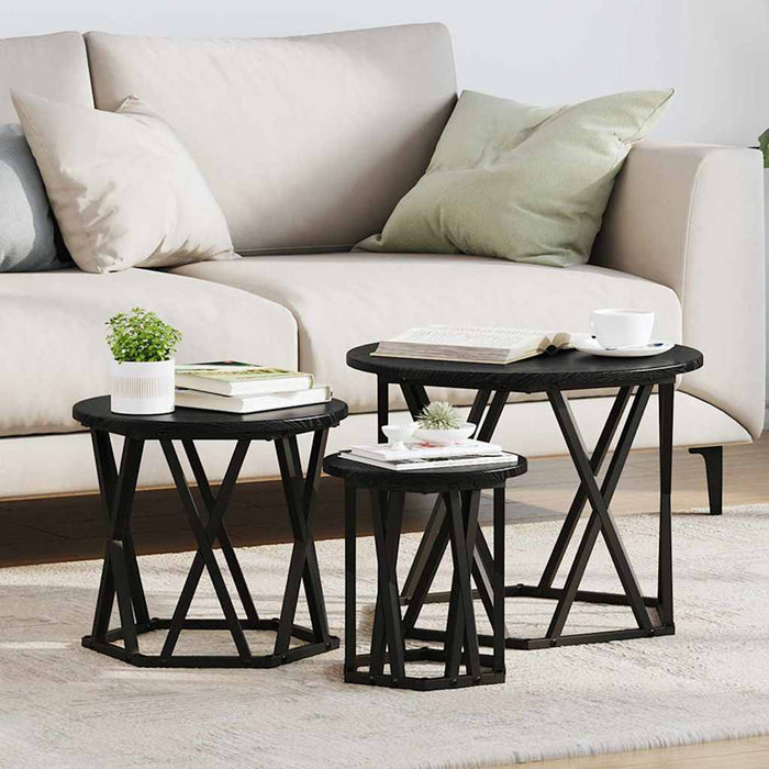 Masă laterală nesting 3 pcs Stejar negru 53 x 53 x 40 cm - WALTI WALTI