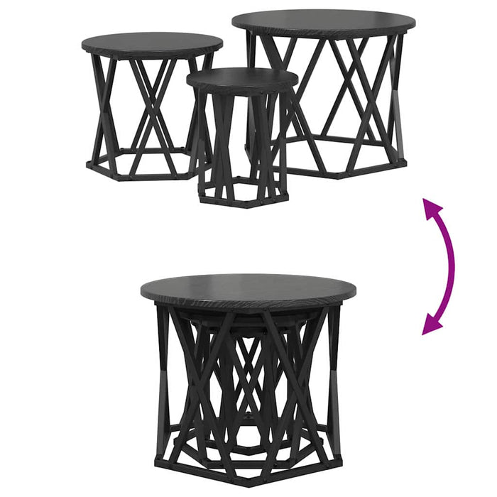 Masă laterală nesting 3 pcs Stejar negru 53 x 53 x 40 cm - WALTI WALTI