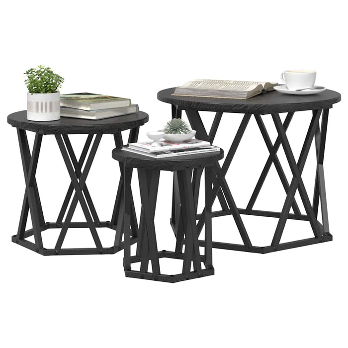 Masă laterală nesting 3 pcs Stejar negru 53 x 53 x 40 cm - WALTI WALTI