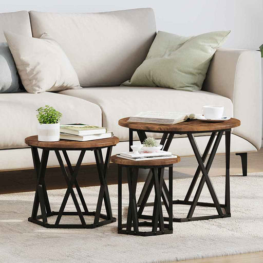 Masă laterală nesting 3 pcs Stejar afumat 53 x 53 x 40 cm - WALTI WALTI