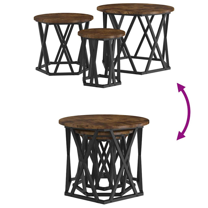 Masă laterală nesting 3 pcs Stejar afumat 53 x 53 x 40 cm - WALTI WALTI