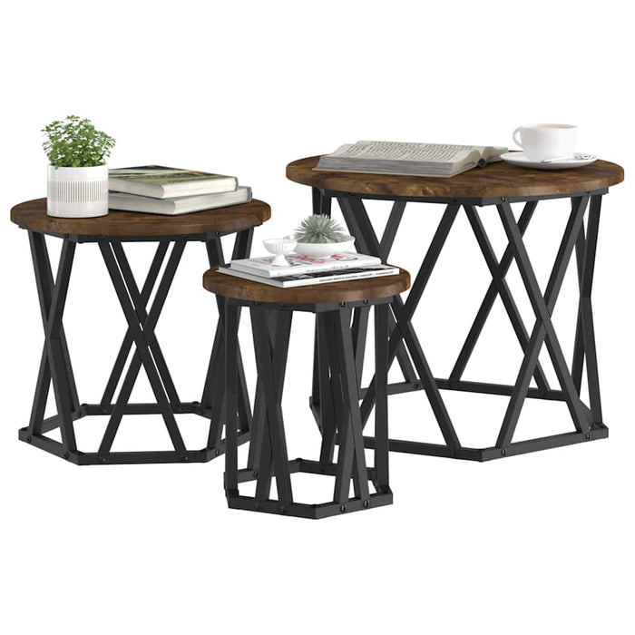 Masă laterală nesting 3 pcs Stejar afumat 53 x 53 x 40 cm - WALTI WALTI