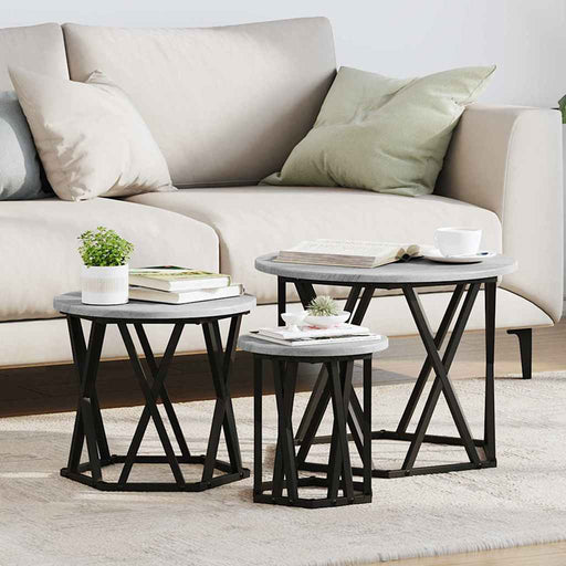 Masă laterală nesting 3 pcs sonoma gri 53 x 53 x 40 cm - WALTI WALTI