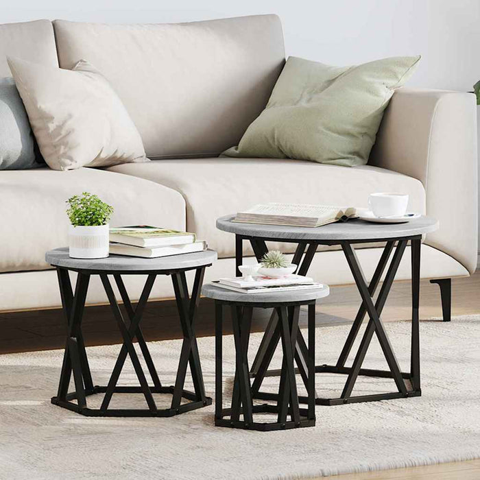 Masă laterală nesting 3 pcs sonoma gri 53 x 53 x 40 cm - WALTI WALTI