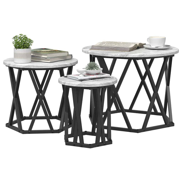 Masă laterală nesting 3 pcs sonoma gri 53 x 53 x 40 cm - WALTI WALTI