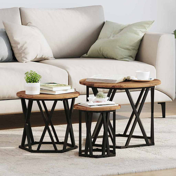 Masă laterală nesting 3 pcs Lemn vechi 53 x 53 x 40 cm - WALTI WALTI