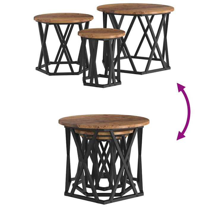 Masă laterală nesting 3 pcs Lemn vechi 53 x 53 x 40 cm - WALTI WALTI