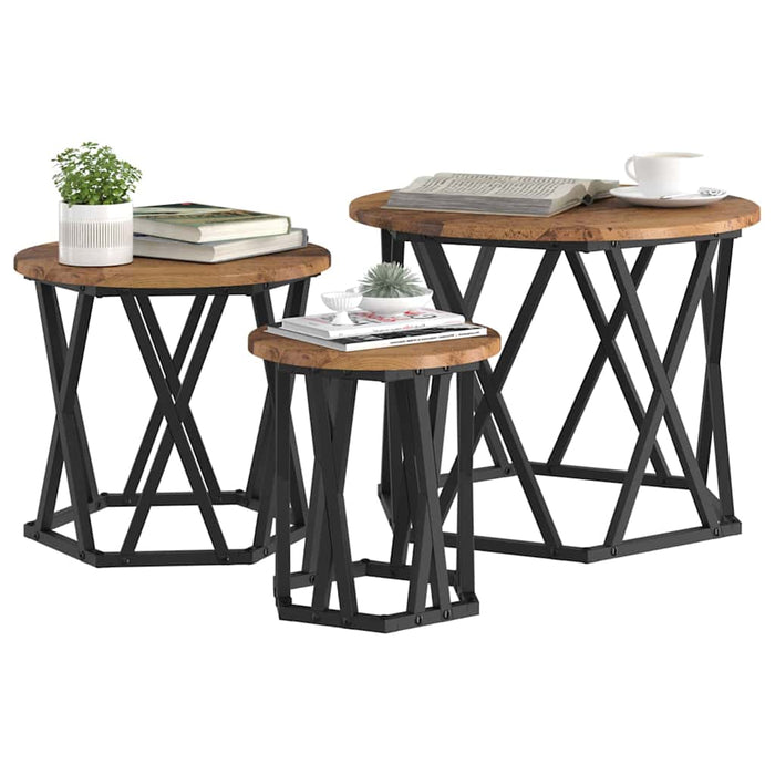 Masă laterală nesting 3 pcs Lemn vechi 53 x 53 x 40 cm - WALTI WALTI