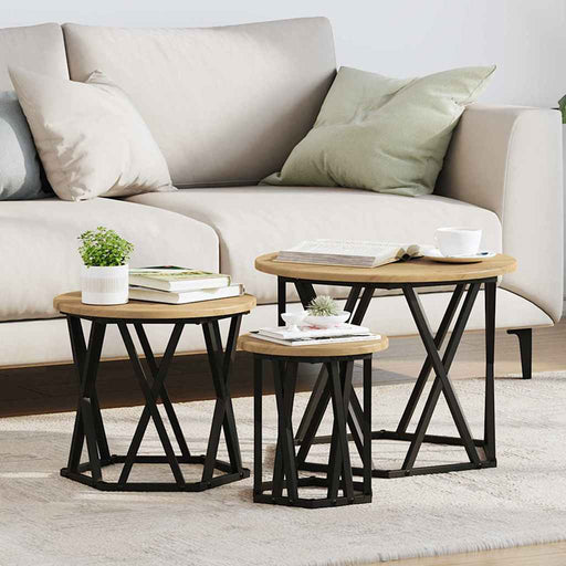 Masă laterală nesting 3 pcs stejar artizanal 53 x 53 x 40 cm - WALTI WALTI