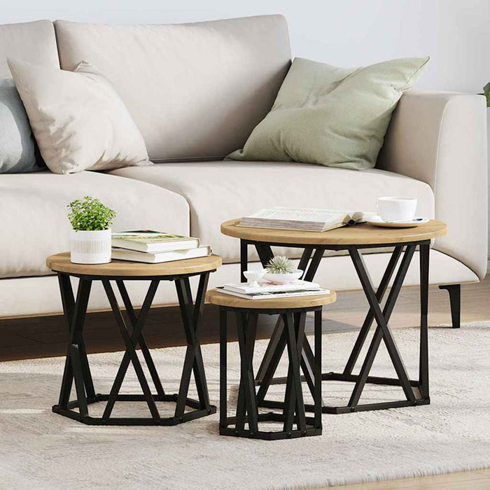 Masă laterală nesting 3 pcs stejar artizanal 53 x 53 x 40 cm - WALTI WALTI