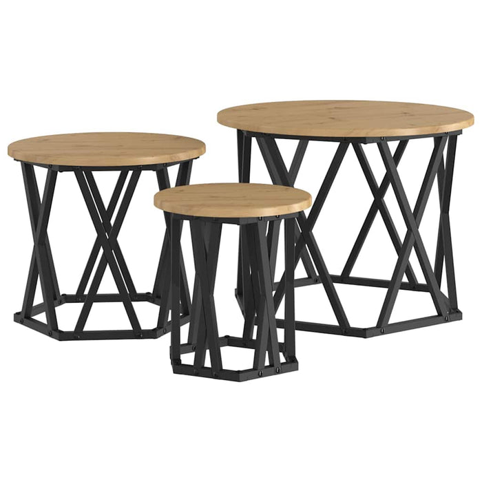 Masă laterală nesting 3 pcs stejar artizanal 53 x 53 x 40 cm - WALTI WALTI