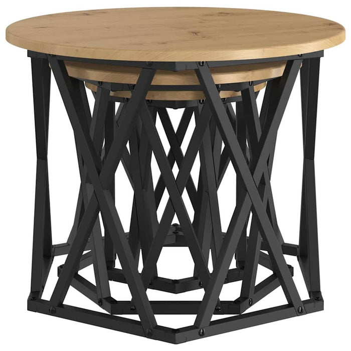 Masă laterală nesting 3 pcs stejar artizanal 53 x 53 x 40 cm - WALTI WALTI
