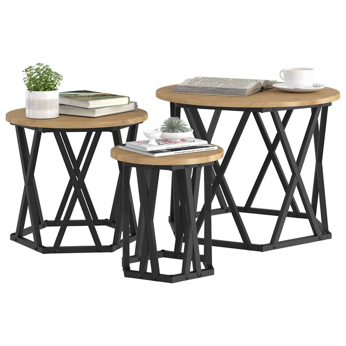 Masă laterală nesting 3 pcs stejar artizanal 53 x 53 x 40 cm - WALTI WALTI
