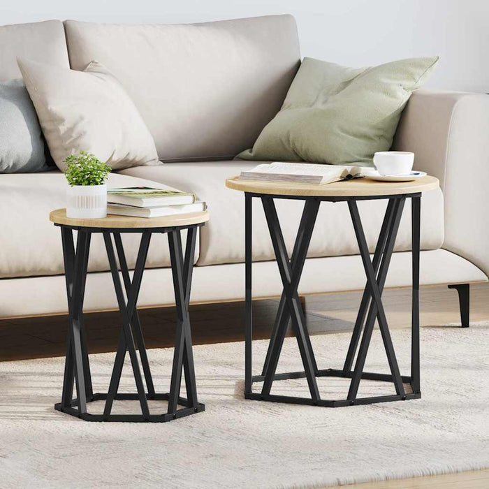 Masă de cafea 2 pcs Stejar sonoma 50 x 50 x 50 cm - WALTI WALTI