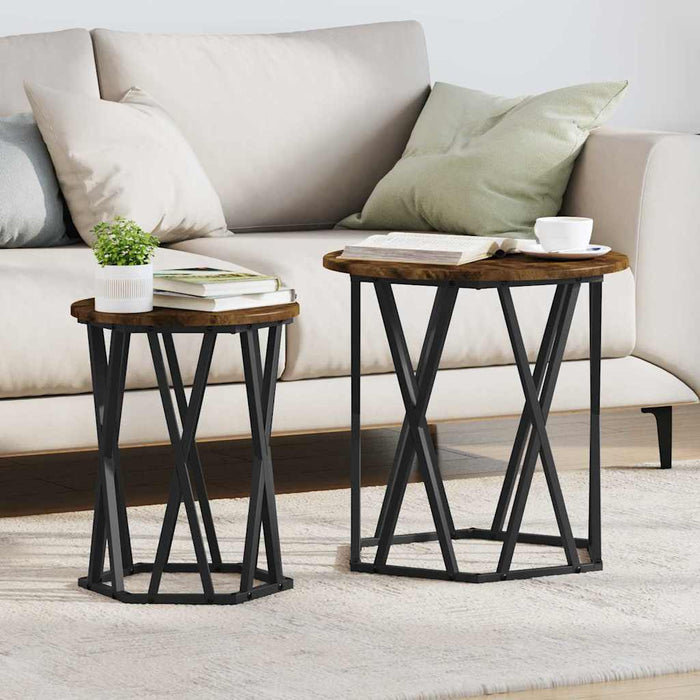 Masă de cafea 2 pcs Stejar afumat 50 x 50 x 50 cm - WALTI WALTI