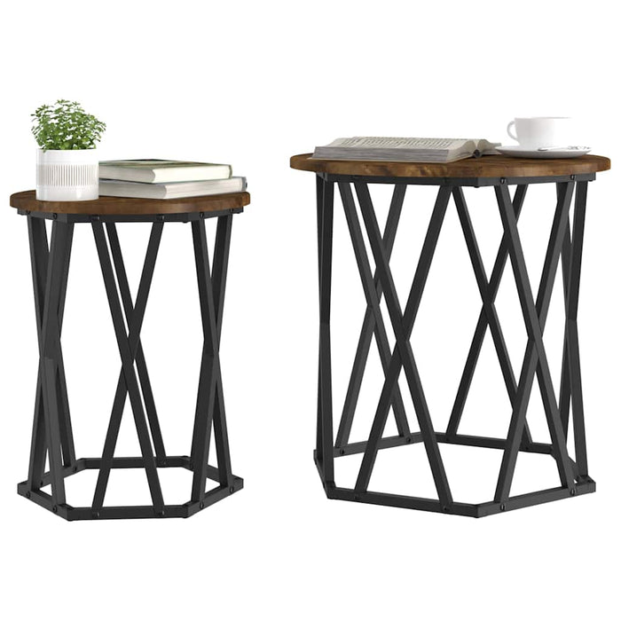 Masă de cafea 2 pcs Stejar afumat 50 x 50 x 50 cm - WALTI WALTI