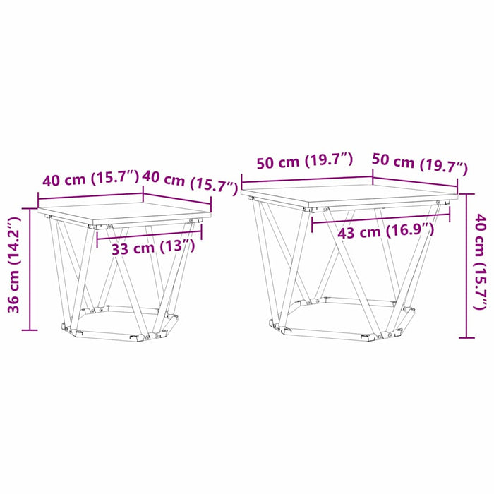 Set măsuțe laterale 2 pcs sonoma gri 50 x 50 x 40 cm - WALTI WALTI