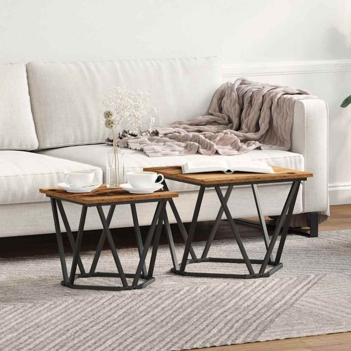 Set măsuțe laterale 2 pcs Lemn recuperat 50 x 50 x 40 cm - WALTI WALTI