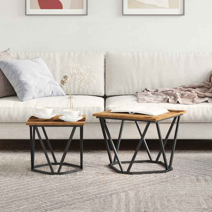 Set măsuțe laterale 2 pcs Lemn recuperat 50 x 50 x 40 cm - WALTI WALTI