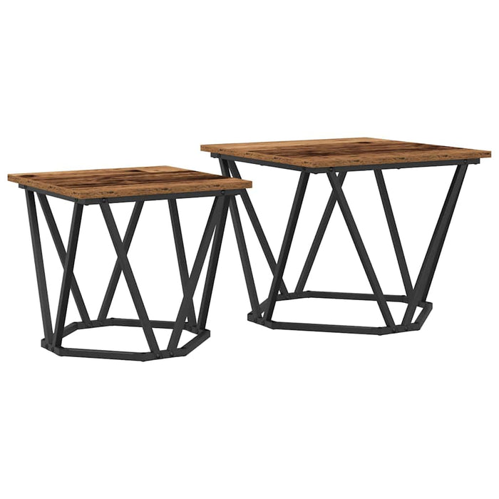 Set măsuțe laterale 2 pcs Lemn recuperat 50 x 50 x 40 cm - WALTI WALTI
