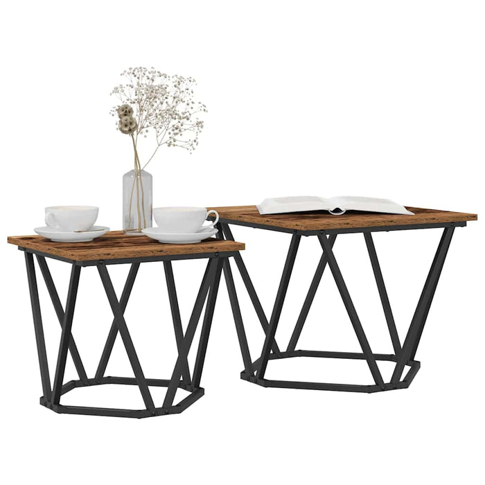 Set măsuțe laterale 2 pcs Lemn recuperat 50 x 50 x 40 cm - WALTI WALTI