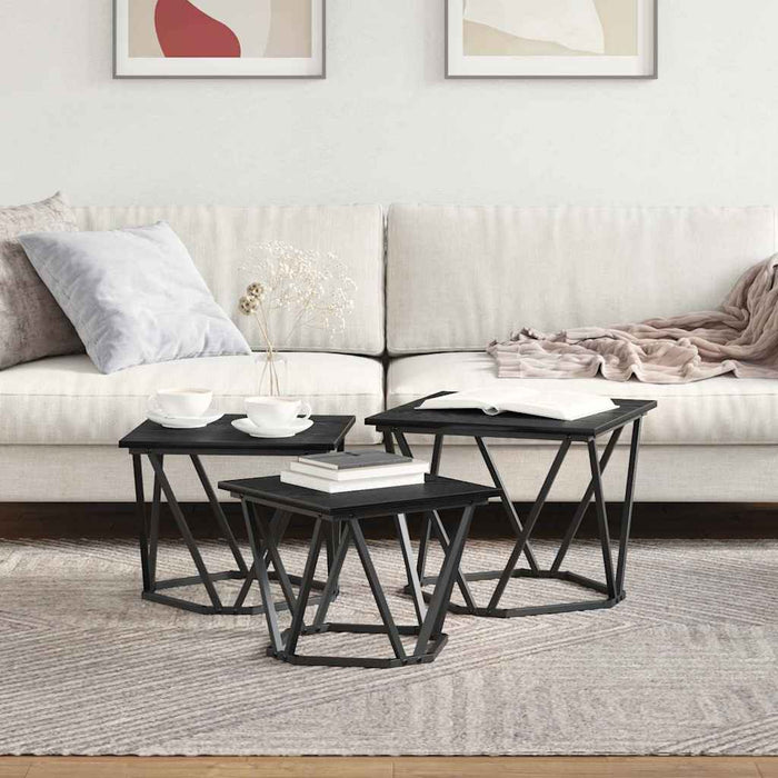 Masă de cafea 3 pcs Stejar negru 50 x 50 x 40 cm - WALTI WALTI