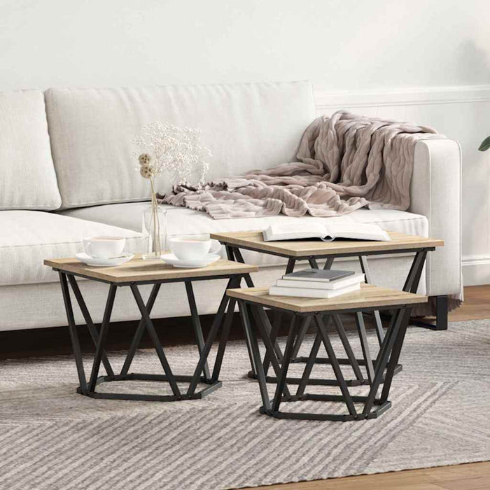 Masă de cafea 3 pcs Stejar sonoma 50 x 50 x 40 cm - WALTI WALTI