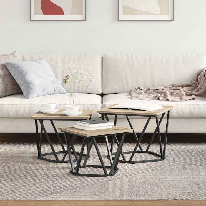 Masă de cafea 3 pcs Stejar sonoma 50 x 50 x 40 cm - WALTI WALTI