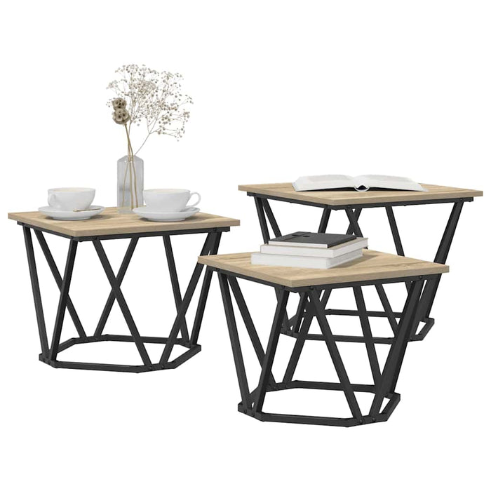 Masă de cafea 3 pcs Stejar sonoma 50 x 50 x 40 cm - WALTI WALTI