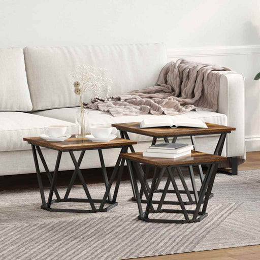 Masă de cafea 3 pcs Stejar afumat 50 x 50 x 40 cm - WALTI WALTI