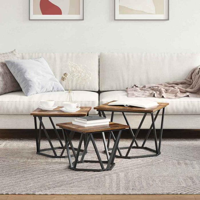 Masă de cafea 3 pcs Stejar afumat 50 x 50 x 40 cm - WALTI WALTI