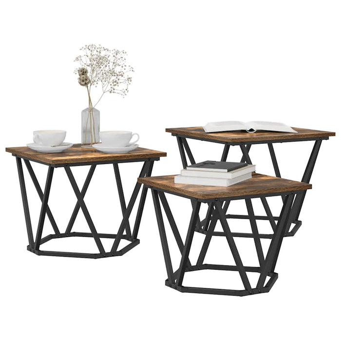 Masă de cafea 3 pcs Stejar afumat 50 x 50 x 40 cm - WALTI WALTI