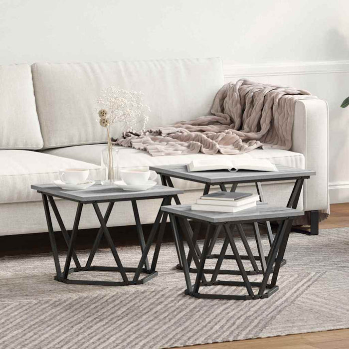 Masă de cafea 3 pcs sonoma gri 50 x 50 x 40 cm - WALTI WALTI
