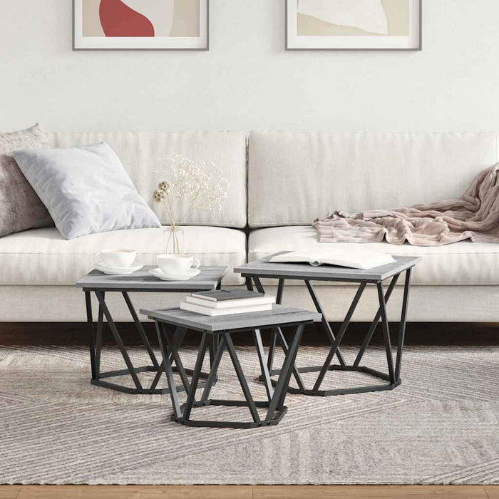 Masă de cafea 3 pcs sonoma gri 50 x 50 x 40 cm - WALTI WALTI