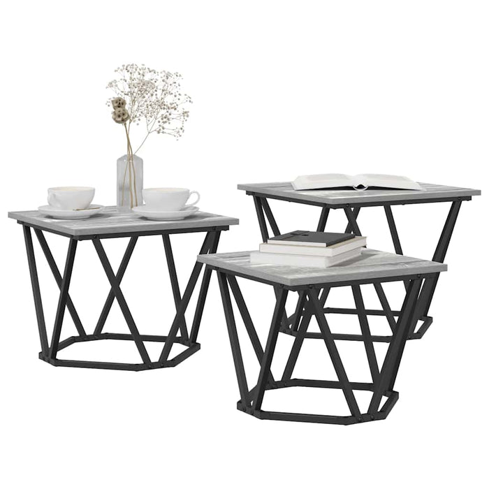 Masă de cafea 3 pcs sonoma gri 50 x 50 x 40 cm - WALTI WALTI