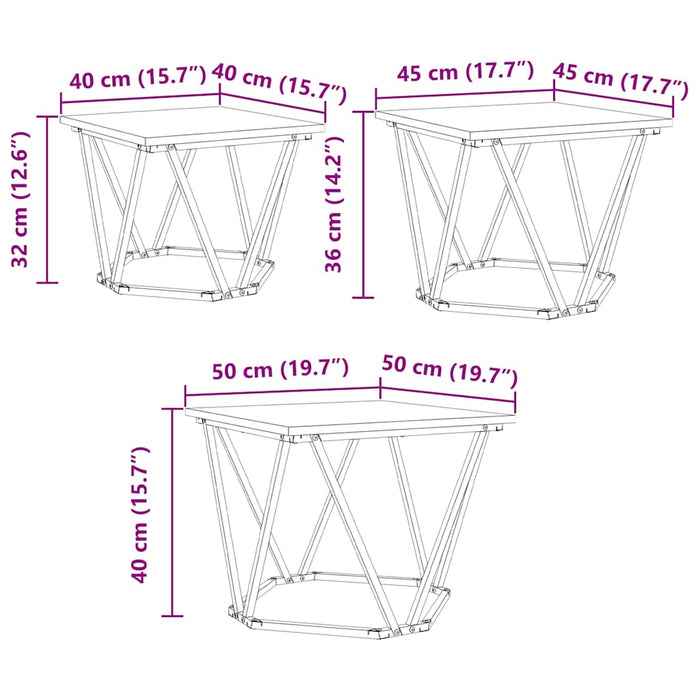 Masă de cafea 3 pcs sonoma gri 50 x 50 x 40 cm - WALTI WALTI