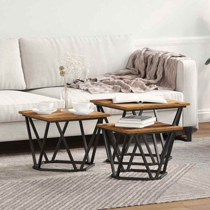 Masă de cafea 3 pcs Lemn vechi 50 x 50 x 40 cm - WALTI WALTI
