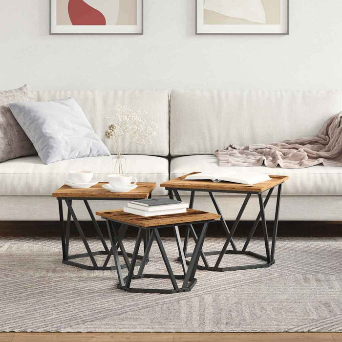 Masă de cafea 3 pcs Lemn vechi 50 x 50 x 40 cm - WALTI WALTI