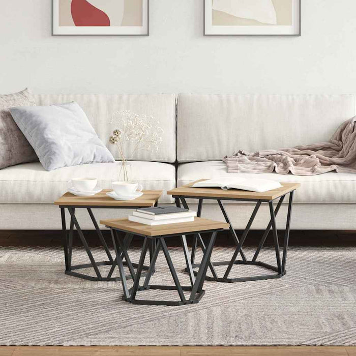 Masă de cafea 3 pcs stejar artizanal 50 x 50 x 40 cm - WALTI WALTI