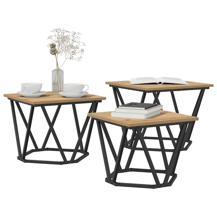 Masă de cafea 3 pcs stejar artizanal 50 x 50 x 40 cm - WALTI WALTI