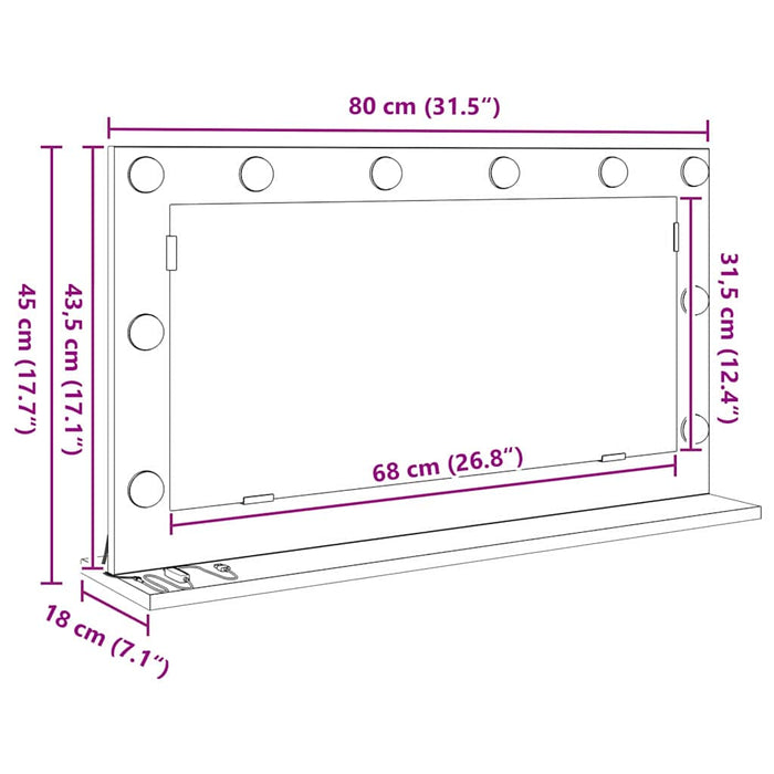 Oglindă de toaletă cu oglindă Gri Sonoma 80 x 45 x 18 cm - WALTI WALTI