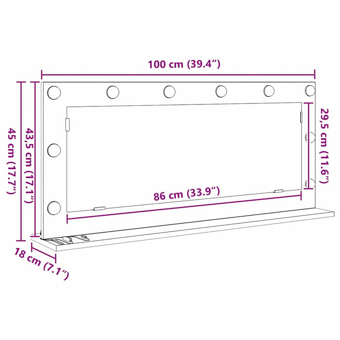 Oglindă de toaletă Dreptunghiular Alb 100 x 45 x 18 cm - WALTI WALTI