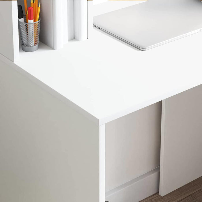 Birou cu raft cu depozitare Alb 91 x 50 x 149 cm Lemn compozit - WALTI WALTI