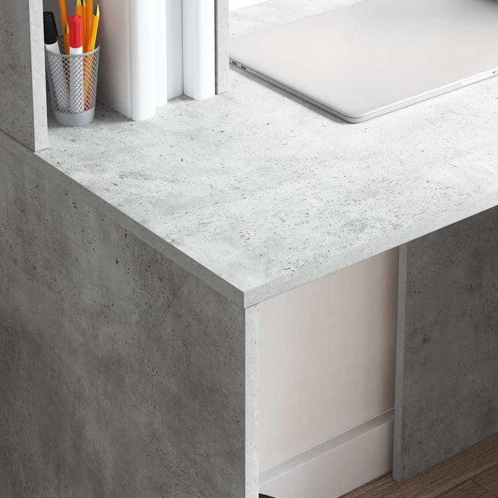 Birou cu raft Gri din beton 91 x 50 x 149 cm Lemn compozit - WALTI WALTI