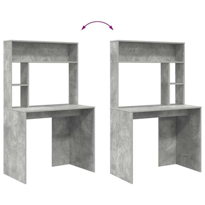 Birou cu raft Gri din beton 91 x 50 x 149 cm Lemn compozit - WALTI WALTI