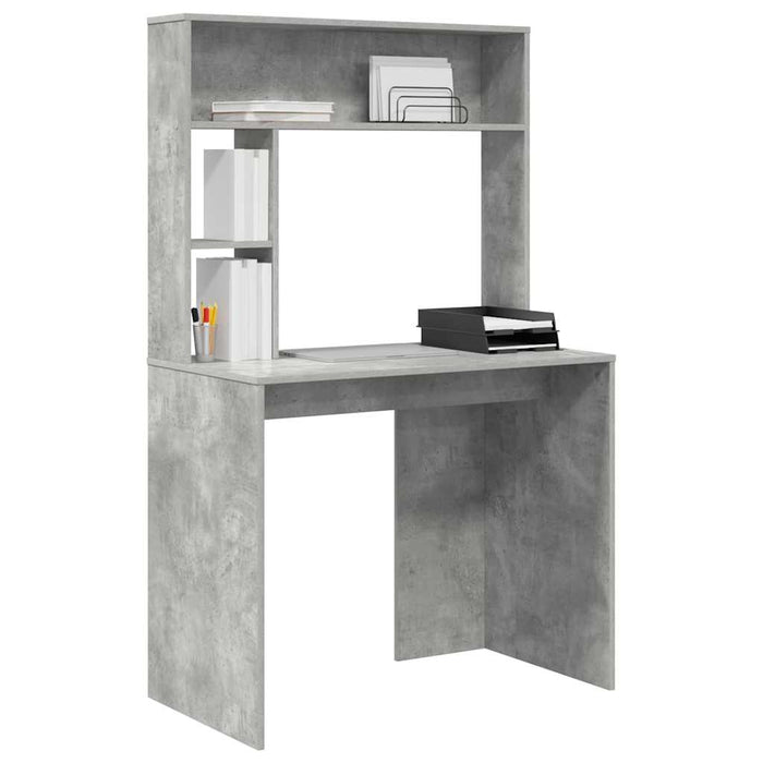 Birou cu raft Gri din beton 91 x 50 x 149 cm Lemn compozit - WALTI WALTI