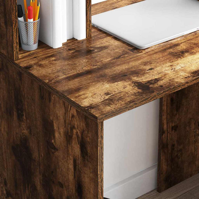 Birou cu raft Stejar fumuriu 91 x 50 x 149 cm Lemn compozit - WALTI WALTI