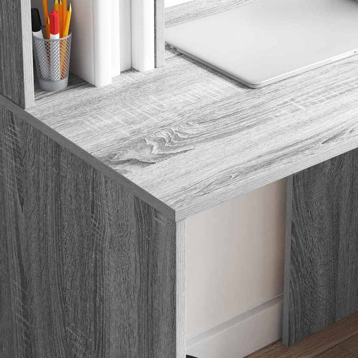 Birou cu raft Gri Sonoma 91 x 50 x 149 cm Lemn compozit - WALTI WALTI