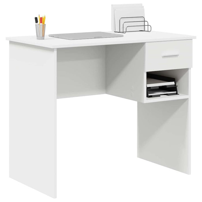 Birou cu sertar cu raft Alb 90 x 49.5 x 75 cm Lemn compozit - WALTI WALTI